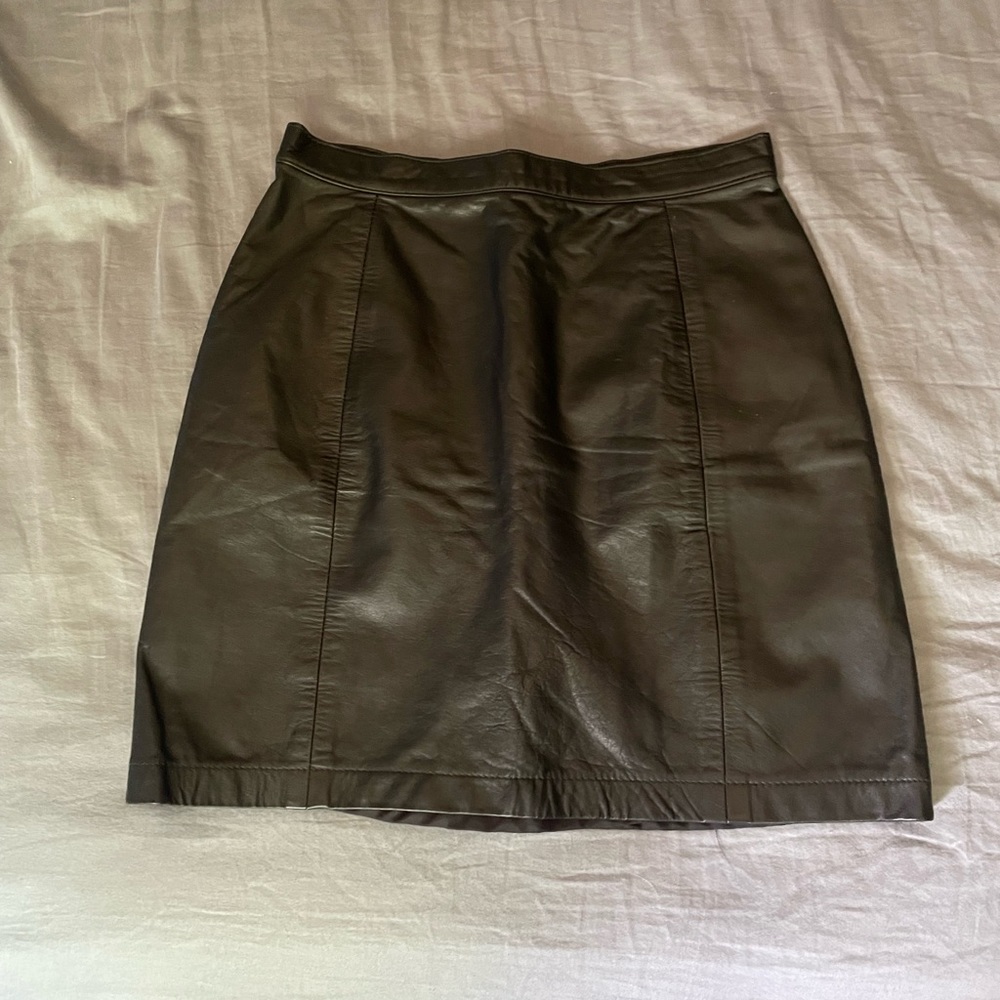 Amati - Black Genuine Leather Mini Skirt
